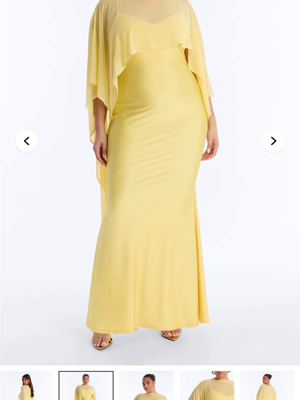 Fashion Nova Yellow Cape-Overlay Maxi Dress - Picture 3 of 4